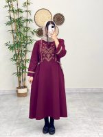 پیراهن زنانه الیاف طبیعی پنبه زرشکی آوین