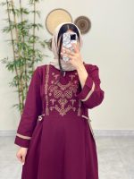 پیراهن زنانه الیاف طبیعی پنبه زرشکی آوین