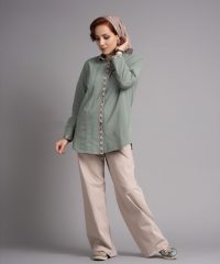 شومیز الیاف طبیعی خنک سبز دخترانه