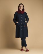 مانتو الیاف طبیعی سرمه ای خنک اداری