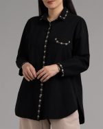 شومیز دخترانه الیاف طبیعی مشکی
