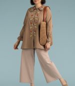 شومیز الیاف طبیعی موکا قهوه ای دخترانه کاملیا