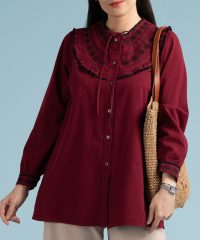 شومیز الیاف طبیعی پنبه زرشکی