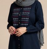 مانتو الیاف طبیعی نخ پنبه سرمه ای