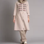 مانتو الیاف طبیعی نخ پنبه کرم