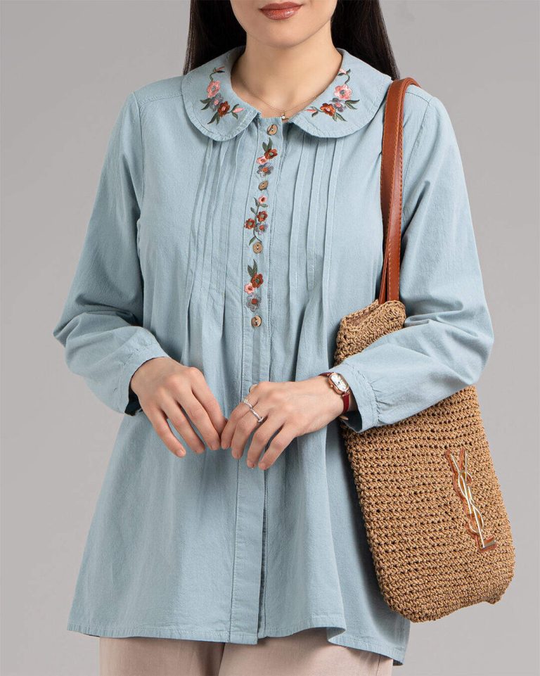 شومیز الیاف طبیعی پنبه آبی