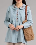 شومیز الیاف طبیعی پنبه آبی