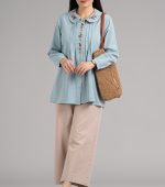 شومیز الیاف طبیعی پنبه آبی