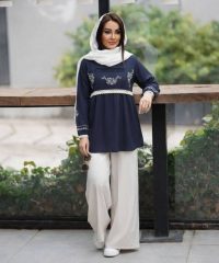 تونیک الیاف طبیعی پنبه سرمه ای