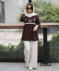 تونیک الیاف طبیعی پنبه قهوه ای