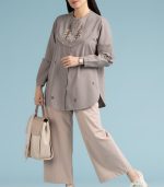 شومیز زنانه الیاف طبیعی نخ پنبه خاکی