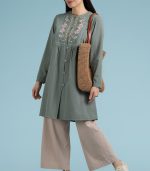 مانتو الیاف طبیعی پنبه روناک سبز