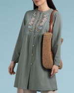 مانتو الیاف طبیعی پنبه روناک سبز
